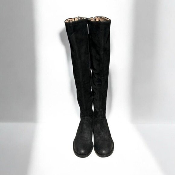 🌻NEW Born "Borman" Black Suede Leather Knee High Bohemian Back Zip Tall Boots 9 - Picture 5 of 10